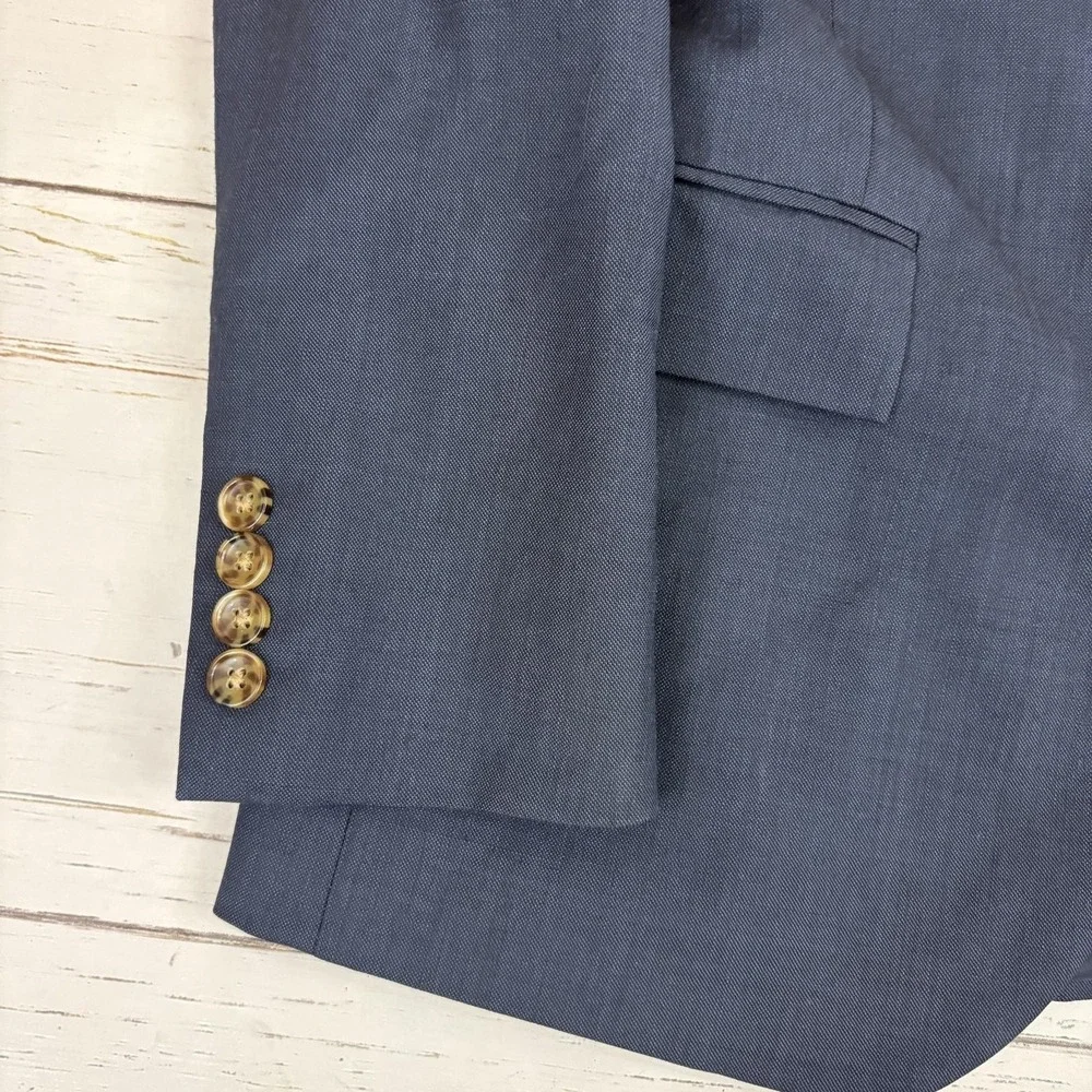 J Crew Thompson Blazer Suit Jacket Mens 38S Blue Wool Notch Lapel 4 Button Cuffs